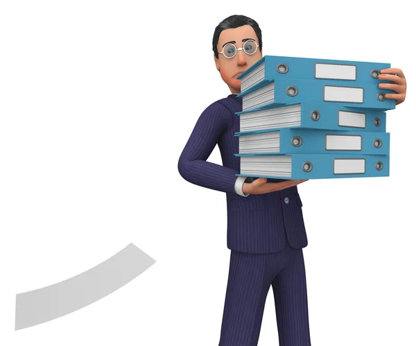 Businessman With Files Shows Answer Businessmen And Corporation — Stock Photo, Image