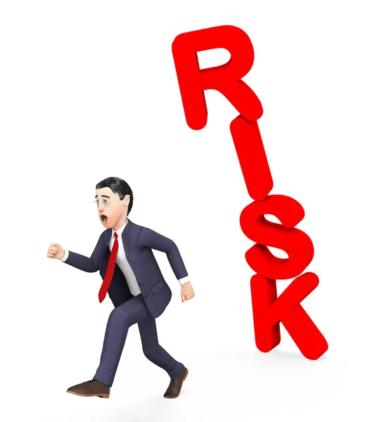 Empresário Evitar Risco Indica Perigo e Problemas Instáveis — Fotografia de Stock