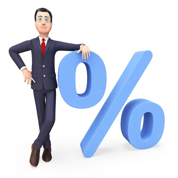 Businessman With Percent Indicates Company Trade And Merchandise — Stock Photo, Image