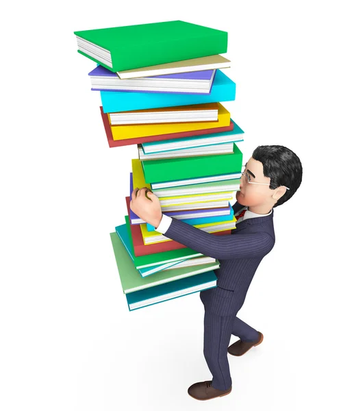 Geschäftsmann, der Bücher trägt, repräsentiert Handelsunternehmen und Studium — Stockfoto