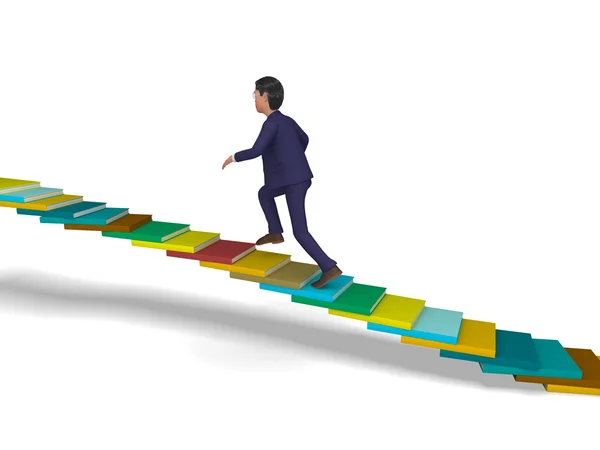 Zakenman omhoog Shows trap stappen en vooruitgang — Stockfoto
