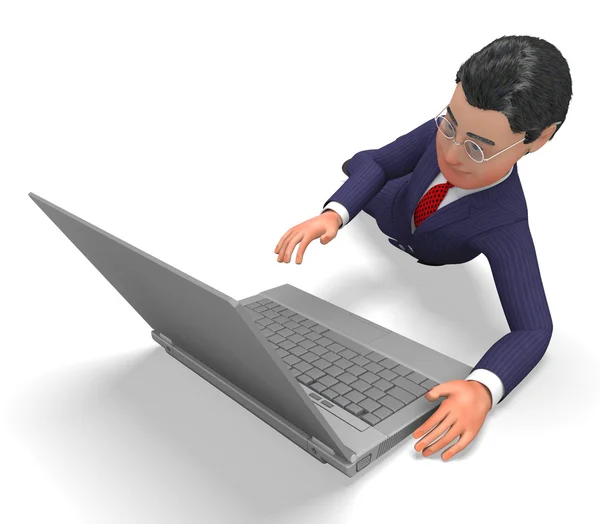 Businessman Online Indicates World Wide Web And Adult — Stock Photo, Image