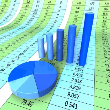Infograph mali ve veri grafiğini gösterir rapor