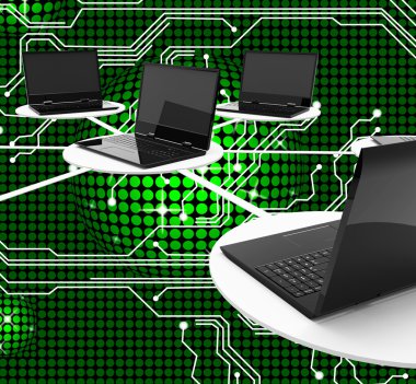 Bilgisayar ağ Pc küresel gösterir ve iletişim