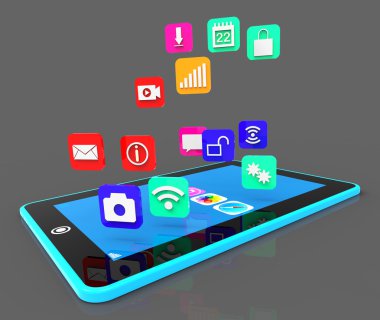 Sosyal medya telefon kullanma bilgisayar yazılımı ve uygulamaları gösterir