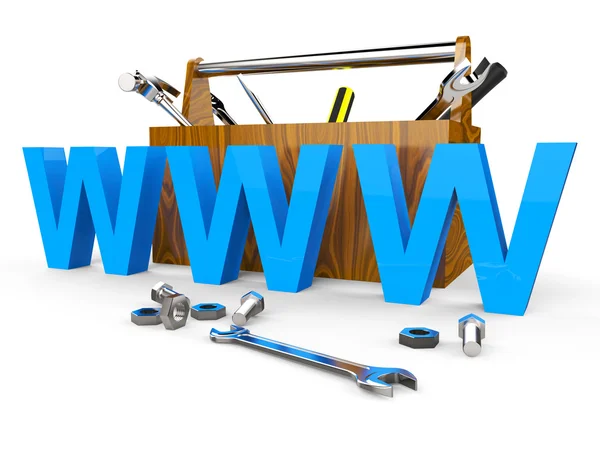 Online Tools toont World Wide Web, apparaten en toestellen — Stockfoto