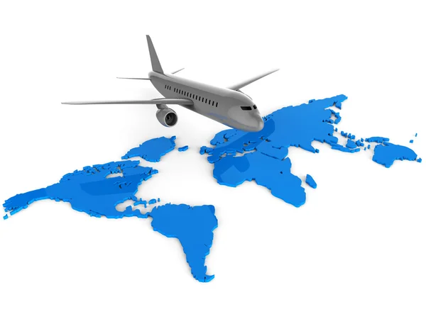 Wereldwijd vluchten betekent website en vliegtuig — Stockfoto