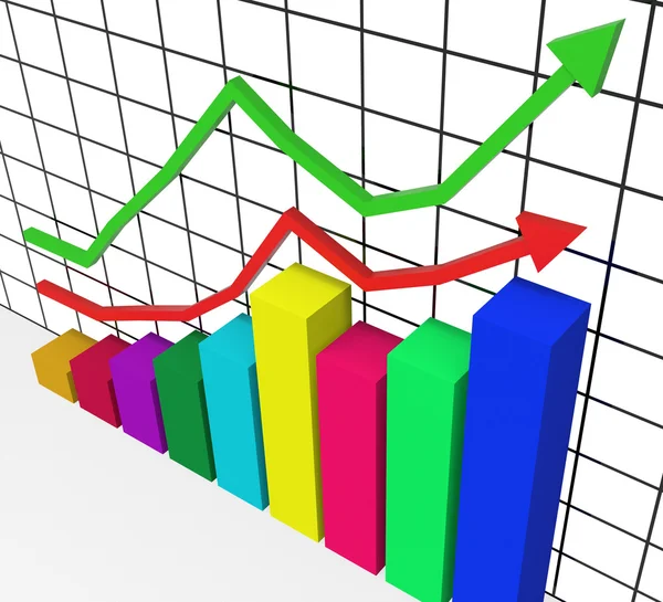 Wykres stanowi zwiększenie Marketing zyskiem i poprawy — Zdjęcie stockowe