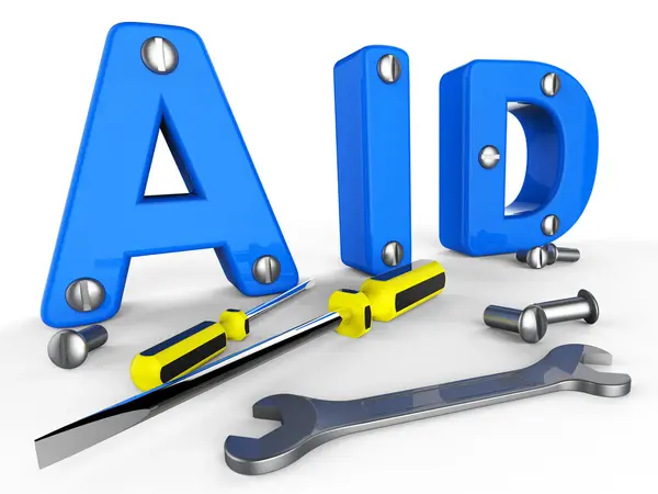 Aid Word Means Info Helps And Answers — Stock Photo, Image