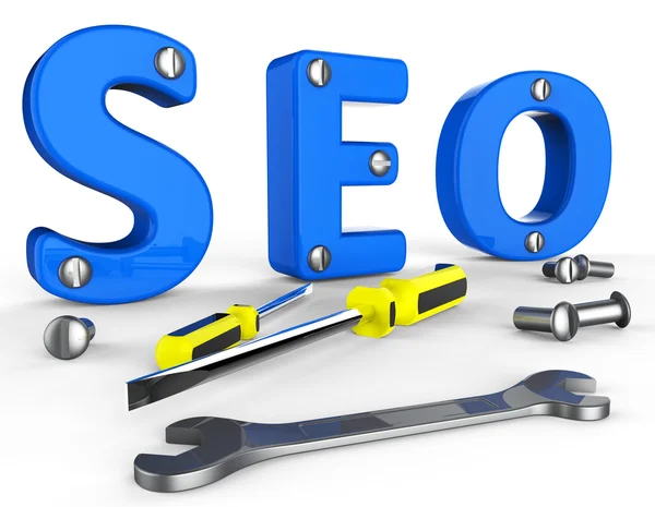 Search Engine Optimization indikerar samla in Data och Information — Stockfoto