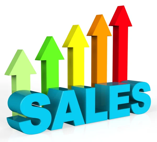 Aumentar ventas muestra el comercio de éxito y la mejora —  Fotos de Stock