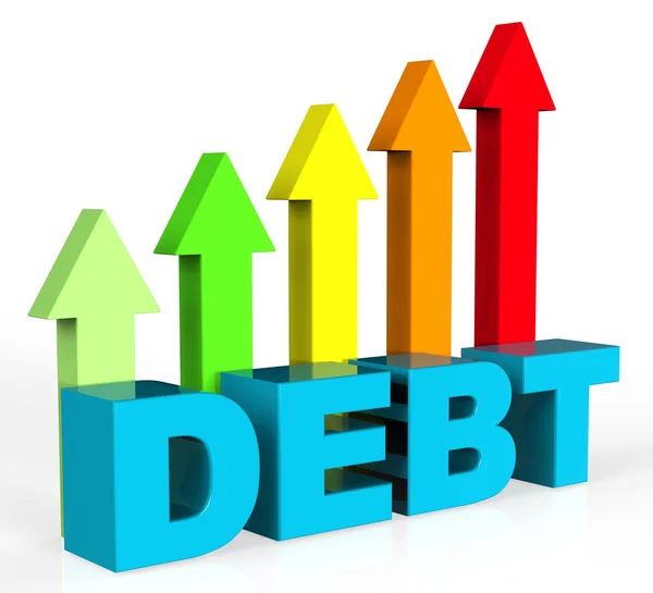Increase Debt Indicates Financial Obligation And Debts — Stock Photo, Image