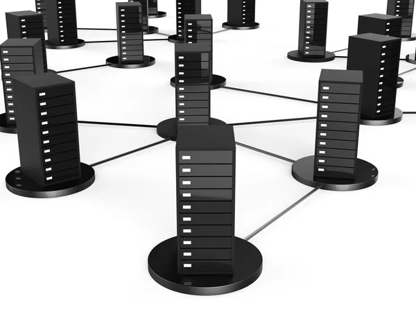 Nätverksdator lagring anger Global kommunikation och databehandling — Stockfoto