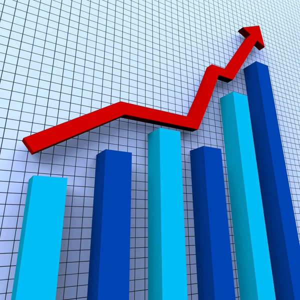 Gráfico crescente significa relatório de progresso e avanço — Fotografia de Stock