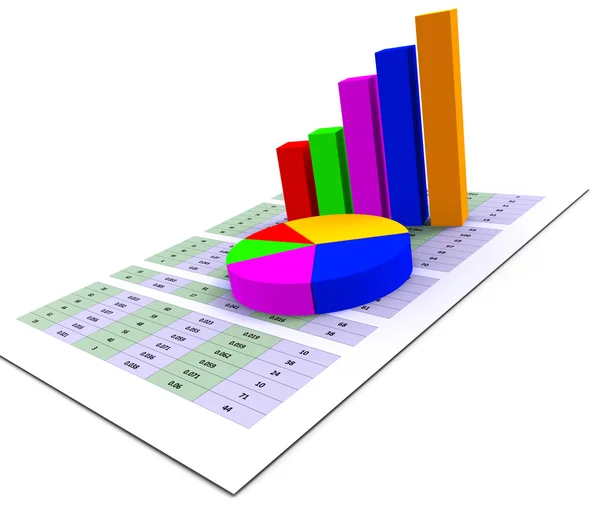 Gráfico de pastel indica gráficos estadísticos e infográfico —  Fotos de Stock