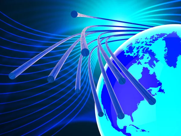 Le réseau de fibres optiques représente le World Wide Web et Communicatio — Photo