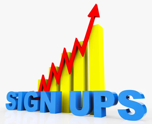 Increase Sign Ups Represents Improvement Plan And Advance — Stock Photo, Image
