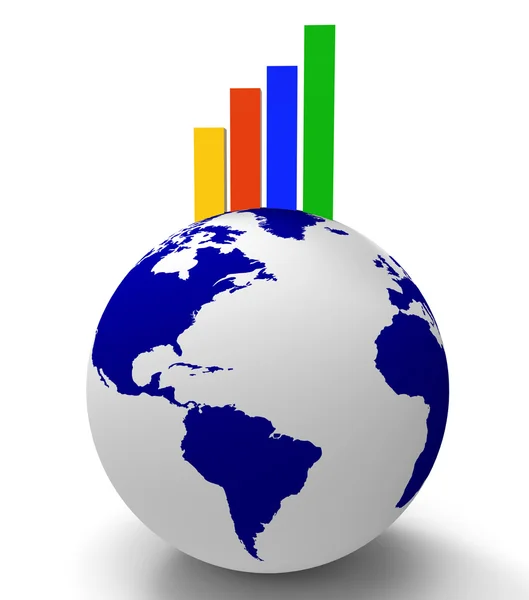 Increase Graph Worldwide Shows Infochart Globalization And Grow — Stock Photo, Image