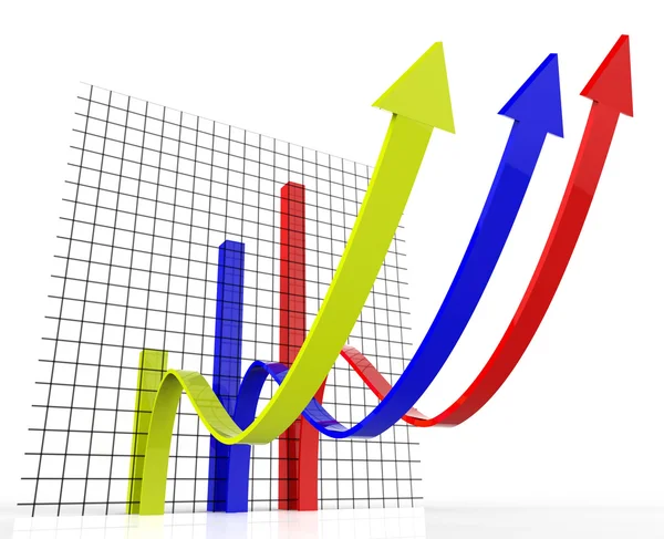 Wachsende Grafik zeigt wachsenden Aufwärtstrend und Prognose an — Stockfoto