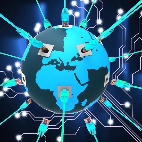 Rede Mundial Representa Comunicações Globais e Conexão — Fotografia de Stock