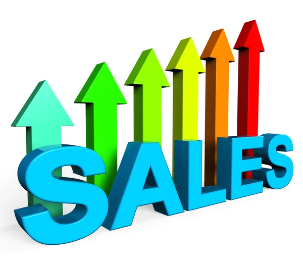 销售增加指示进度报告和数据 — 图库照片