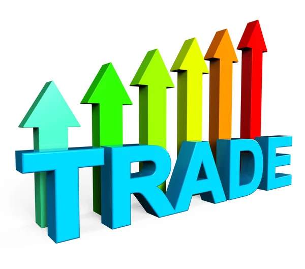 Aumento do comércio indica gráfico de negócios e Biz — Fotografia de Stock