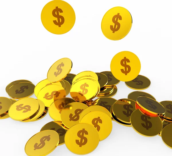 Dollar Coins Indicates American Dollars And Banking — Stock Photo, Image