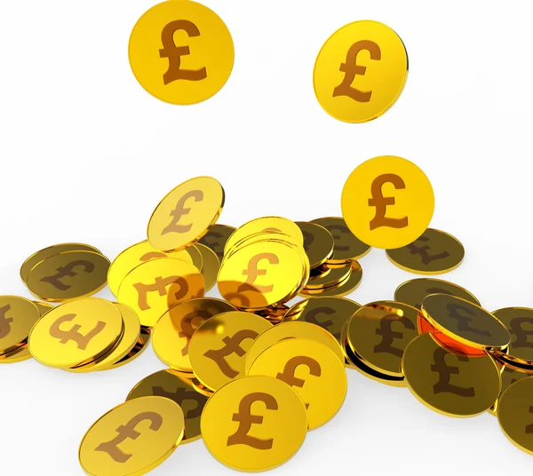 Pfund-Münzen zeigen britische Pfund und Finanzen — Stockfoto