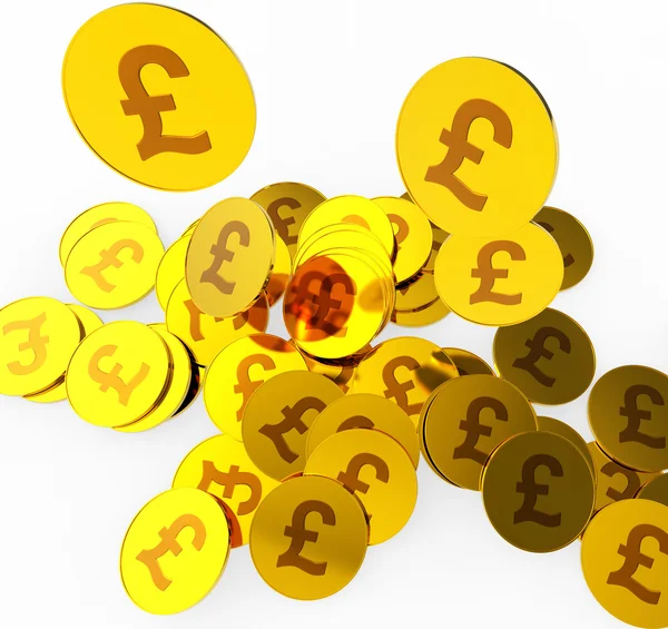 Moedas de libra significa libras britânicas e finanças — Fotografia de Stock
