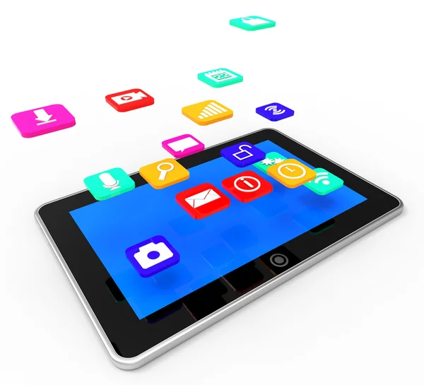 Sociale Media Tablet geeft aan toepassingssoftware en communicatie — Stockfoto