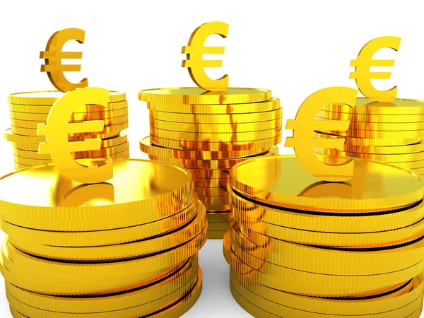 Efectivo en euros representa ingresos por dinero y riqueza — Foto de Stock