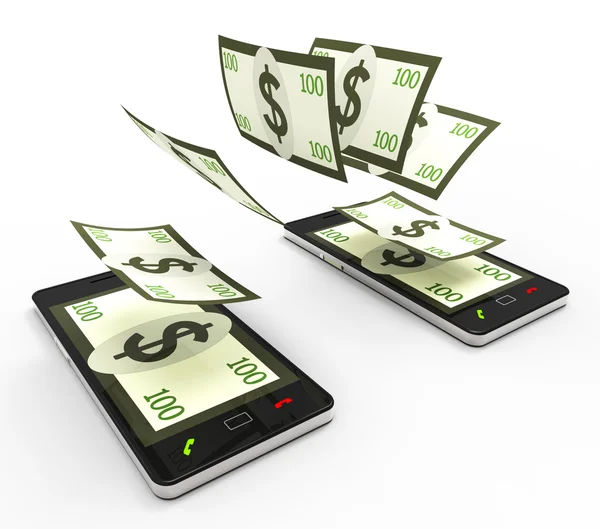 Transfer Dollars Online Indicates World Wide Web And Phone — Stock Photo, Image