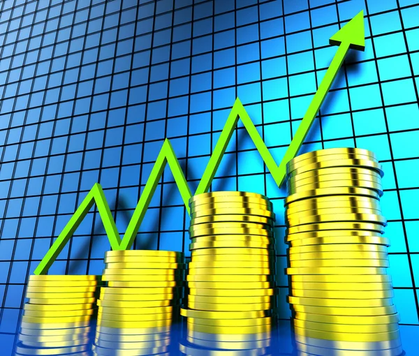 Aumentar el gráfico de efectivo muestra informe financiero y análisis — Foto de Stock