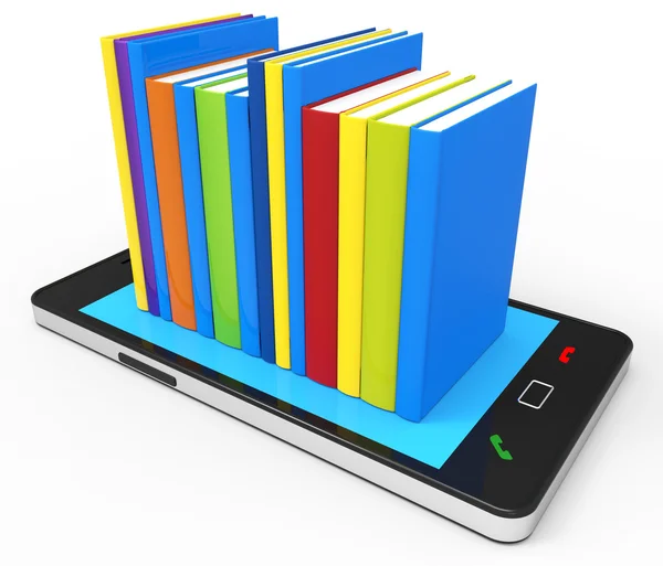 Phone Knowledge Online Indicates World Wide Web And Book — Stock Photo, Image