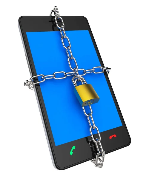 Telefone bloqueado indica proteger senha e login — Fotografia de Stock