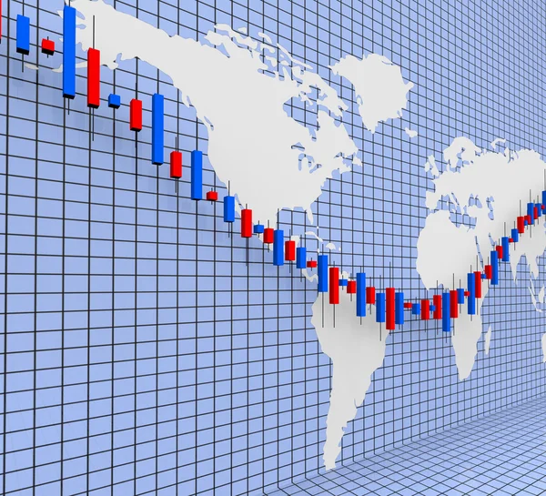 Voorraden grafiek toont World Wide en Financiën — Stockfoto