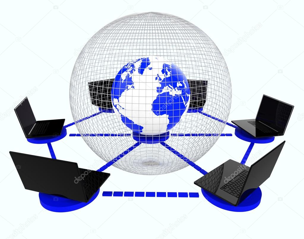 Global Computer Network Means World Monitor And Connectivity