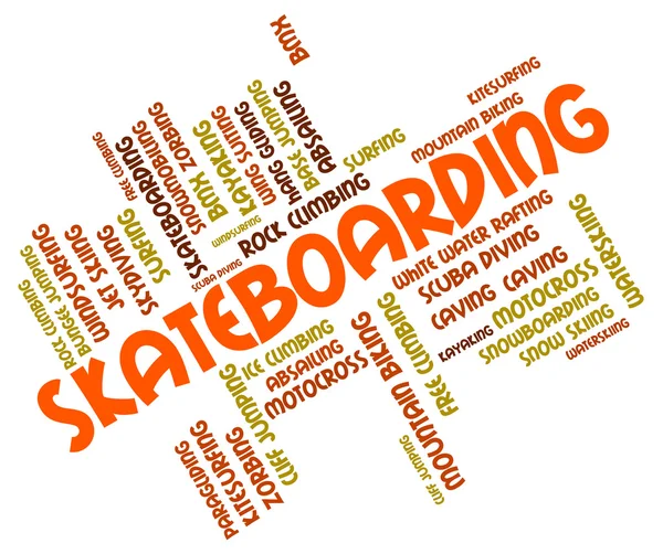 Skateboard ord visar aktivitet skateboardåkare och Boarder — Stockfoto