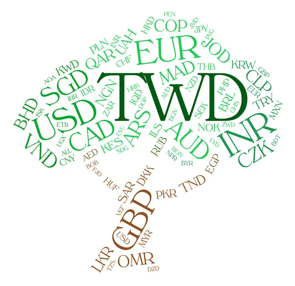 Twd Word mostra nuovi dollari di Taiwan e cambio — Foto Stock