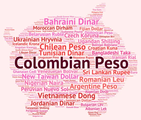 Colombian Peso Represents Foreign Exchange And Currencies — Stock Photo, Image