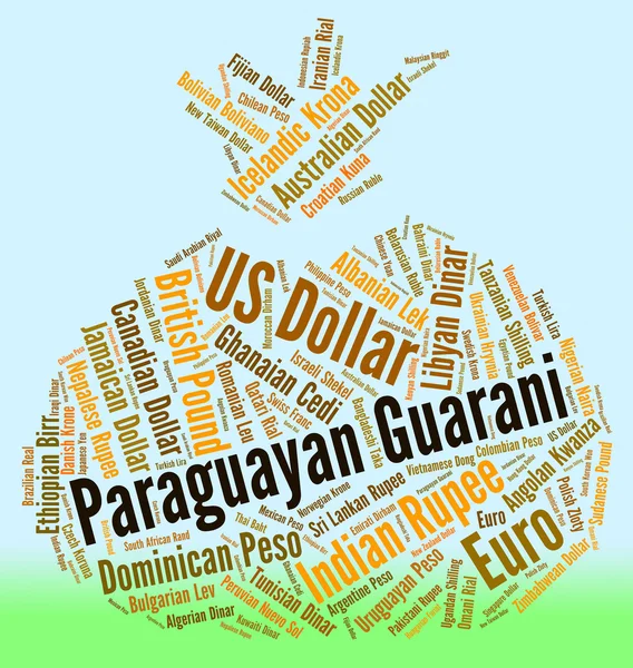 Paraguayan Guarani Shows Exchange Rate And Banknote — Stock Photo, Image