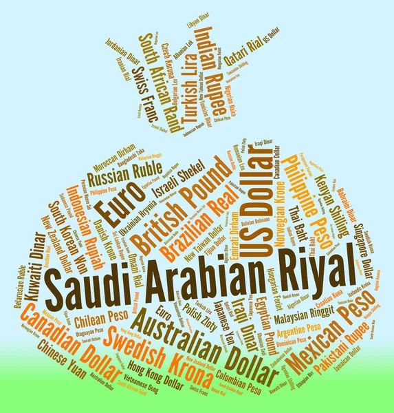 Saudi Arabian Riyal Means Foreign Currency And Banknote — Stock Photo, Image