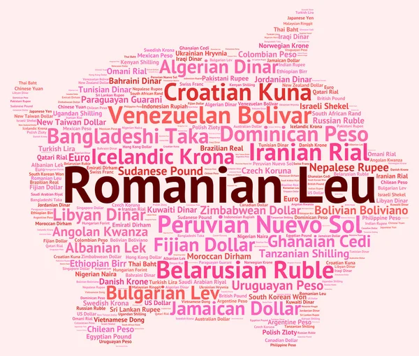 Romanian Leu Represents Foreign Currency And Banknotes — Stock Photo, Image