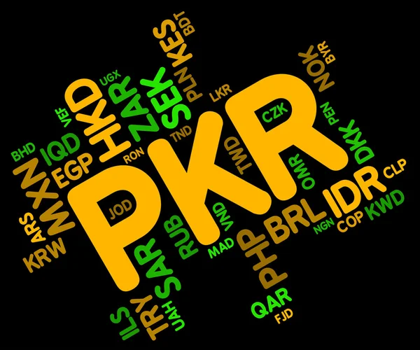 PKR para para Pakistan Rupisi ve banknot temsil eder — Stok fotoğraf