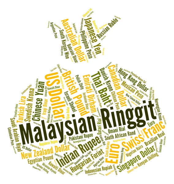Ringgit malezyjski reprezentuje kantor wymiany walut oraz monet — Zdjęcie stockowe