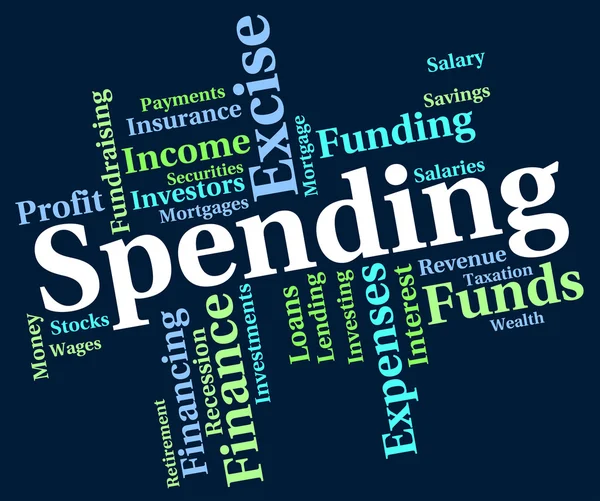 Spending Word zeigt Wörter kaufen und Text an — Stockfoto