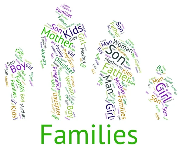 Familia Palabra Representa Relaciones Familia y Texto — Foto de Stock