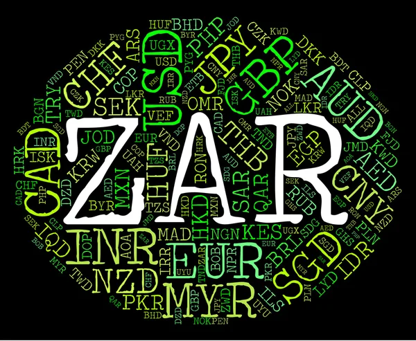 Zar Currency Represents South African Rands And Banknote — Stock Photo, Image