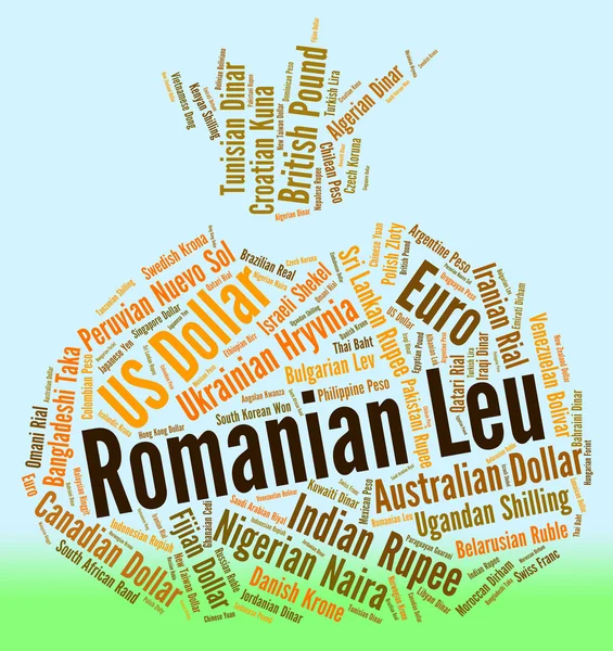 Tipo de cambio Leu rumano significa y billetes — Foto de Stock