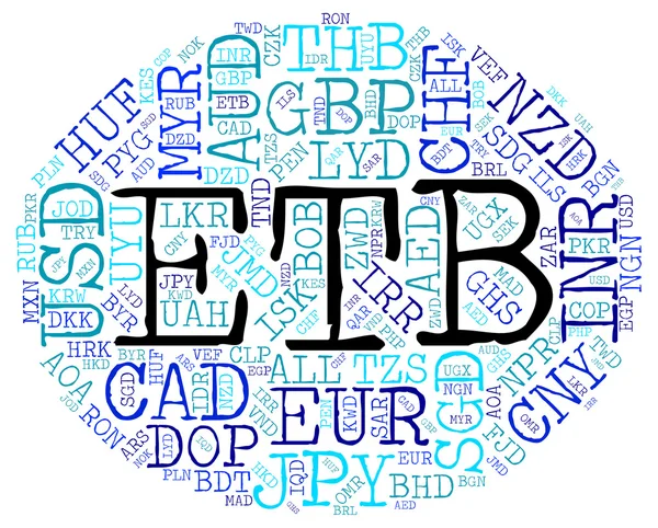 Etb Moneda Indica el tipo de cambio y la moneda —  Fotos de Stock